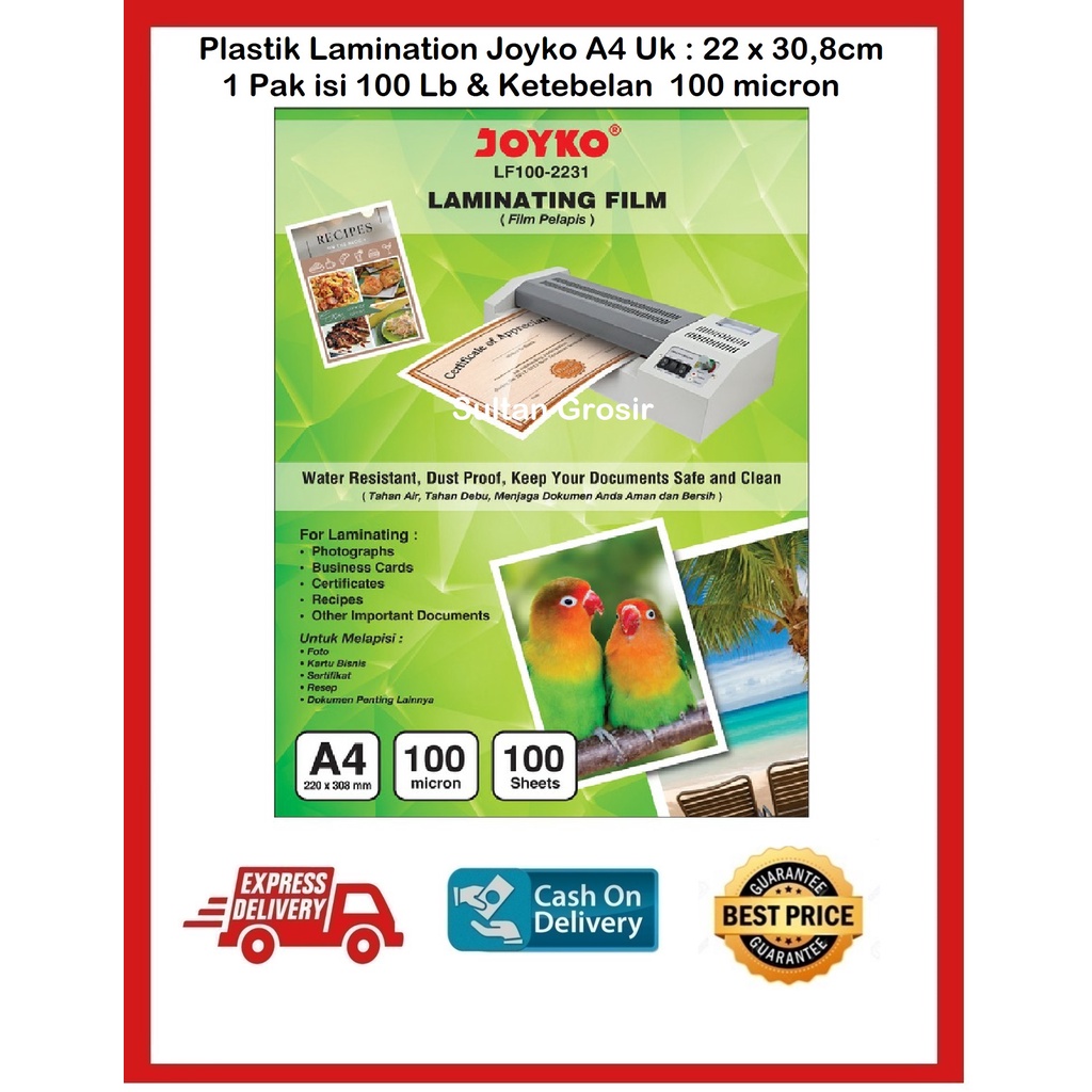 

LAMINATING FILM / PLASTIK LAMINATING JOYKO LF100-2231- A4