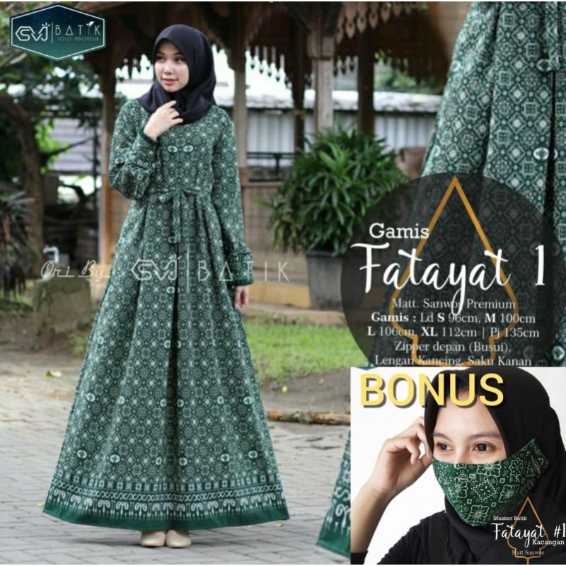 GAMIS BATIK FATAYAT NU FREE MASKER ORIGINAL SVJ
