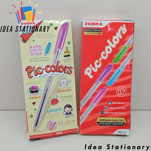 

SIAP KIRIM !! Ballpen Bolpoint Pulpen Piccolors 0.7 mm Pack // Box // Isi 12 pcs // Zebra