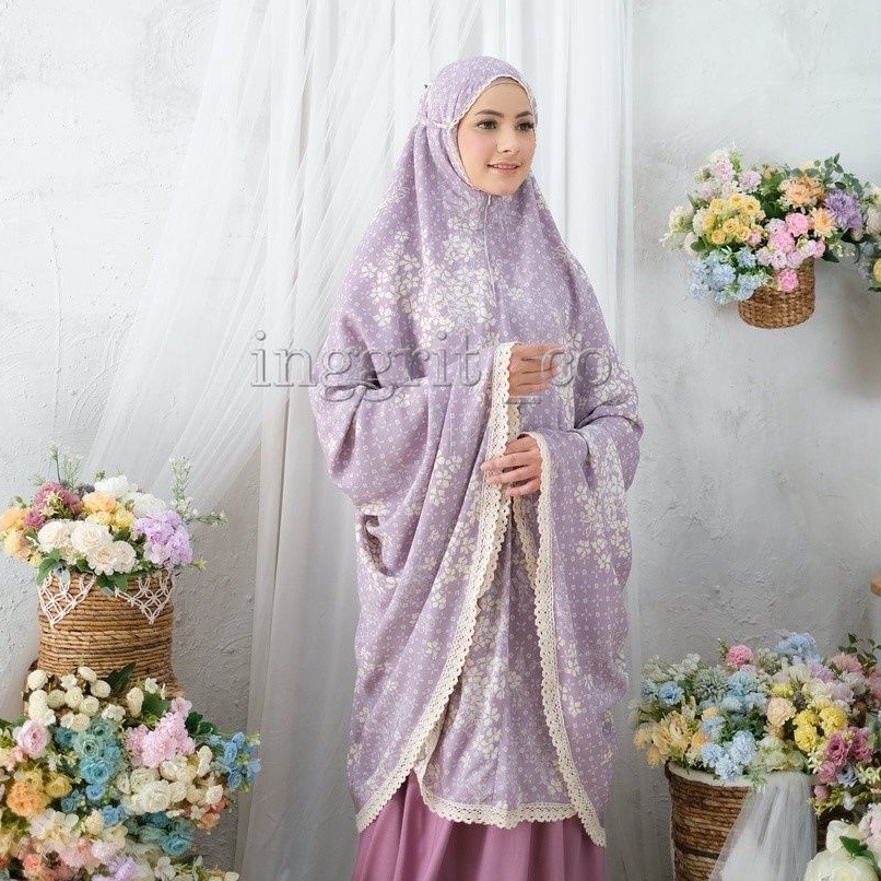 Mukena Dewasa jumbo Traveling 2in1 Aruna Bahan rayon Premium, Ukuran Dewasa