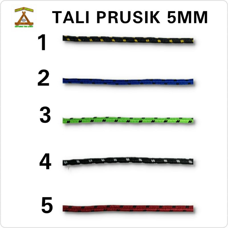 Tali Prusik 5mm Paket 5/10/20 Meter - Warna dan Panjang Pada Pilihan Variannya