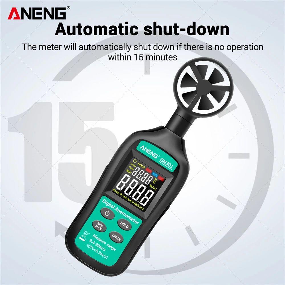 Solighter Digital Anemometer ANENG GN301 -10~45C 0-30m/s Pengukur Kecepatan Angin