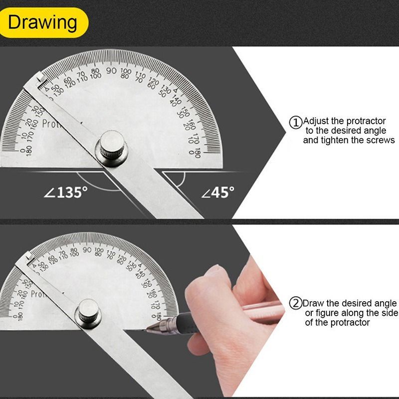 180 Derajat Busur Derajat Stainless Protactor Alat Ukur Sudut 100mm Degree Protractor Busur Protractor Penggaris Jangka