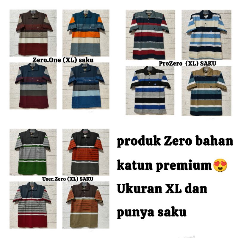 kaos kerah pria dewasa motif salur afada saku lengan pendek allsize