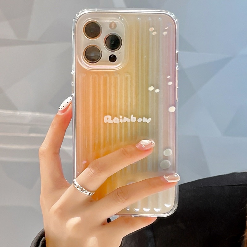 Simple Hologram Rainbow Softcase Cute Lucu for iphone XS XS Max XR 11 Pro Max 12 Pro Max 13 Pro Max