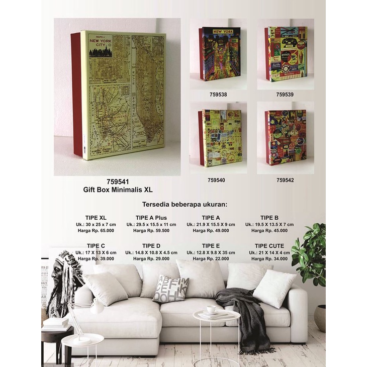 

Kotak kado/Kotak Hadiah/Gift Box Minimalis XL_Vintage Map of New York City