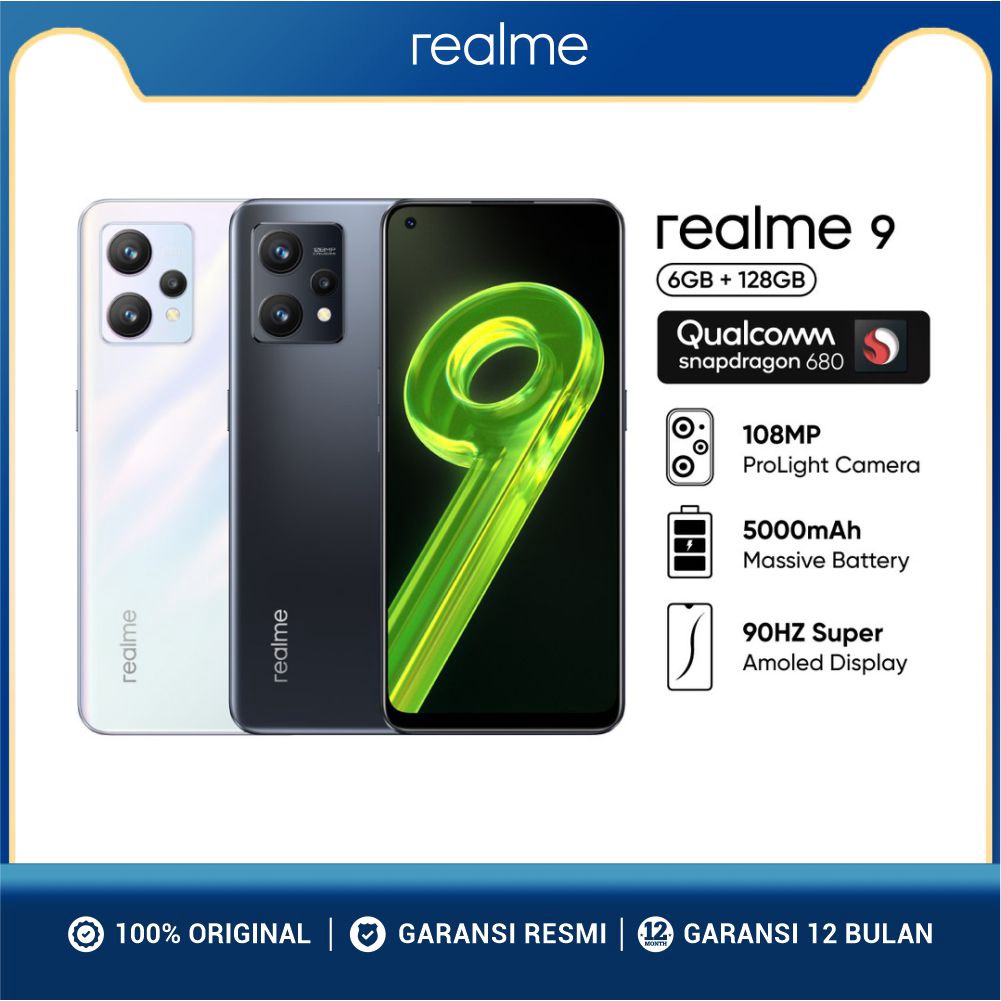 realme 9 4G 6/128 GB 5000mAh battery ,108MP ProLight Camera, 90Hz AMOLED Display, Snapdragon 680