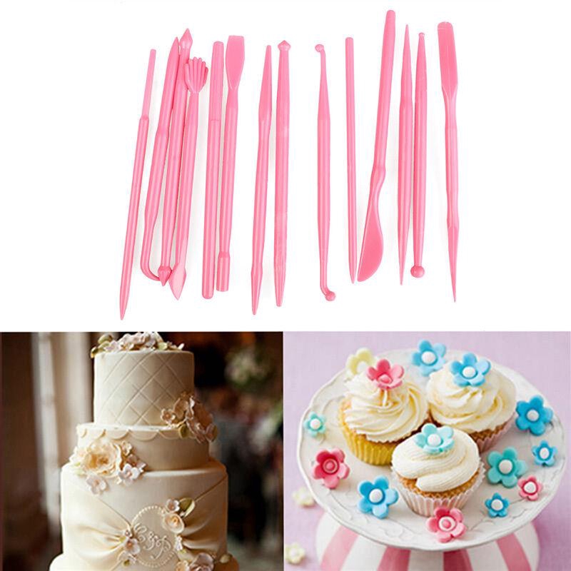 14pcs / Set Pen Ukir Fondant / Tanah Liat / Dekorasi Kue Diy