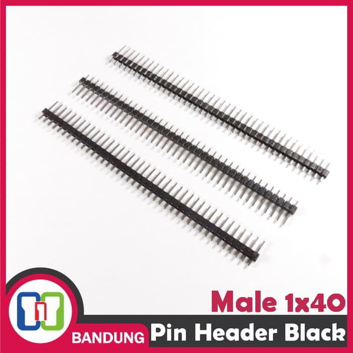 PIN HEADER MALE STRIP SINGLE ROW 1X40 2 54MM BLACK HITAM