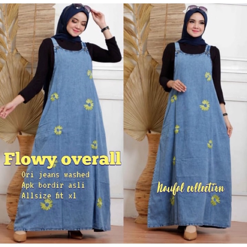 Over all dress overall denim ori wash jeans fit to XL