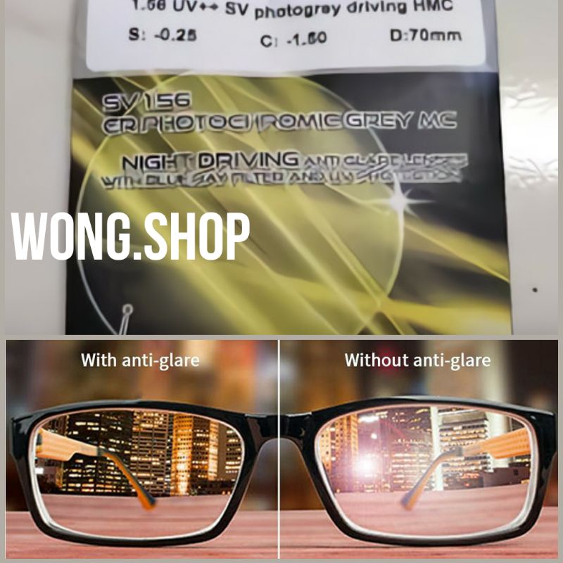 LENSA BLUERAY PHOTOCROMIC NIGHT DRIVE (ANTI-BLUERAY+PHOTOCROMIC+ANTI-GLARE)(NORMAL, MINUS, CYLINDER)