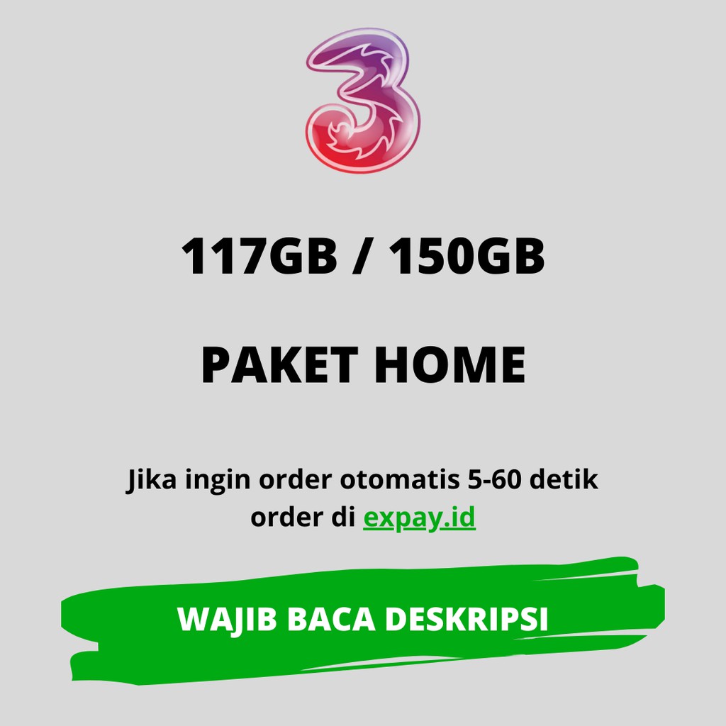 Paket Kuota Internet Home Tri / 3 / Three 117GB - 150GB Murah