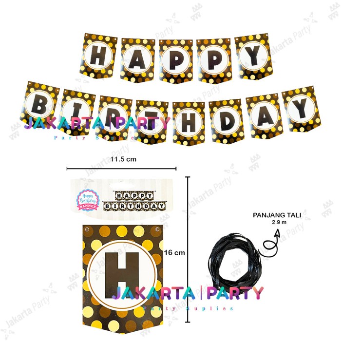 Banner Happy Birthday Polkadot #2 / Bunting Flag HBD / Party Flag HBD