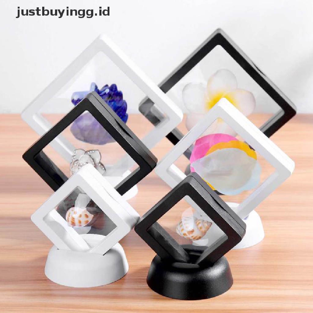 [justbuyingg.id] Square 3D Floating Jewelry Coin Display Frame Holder Box Case w/ Stand ID