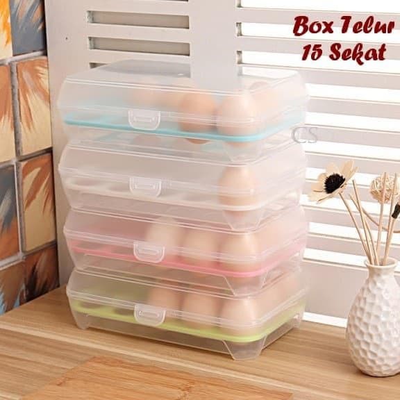 Tempat Box Telur 15 Lubang Biji Sekat Kotak Box Organizer Egg Box