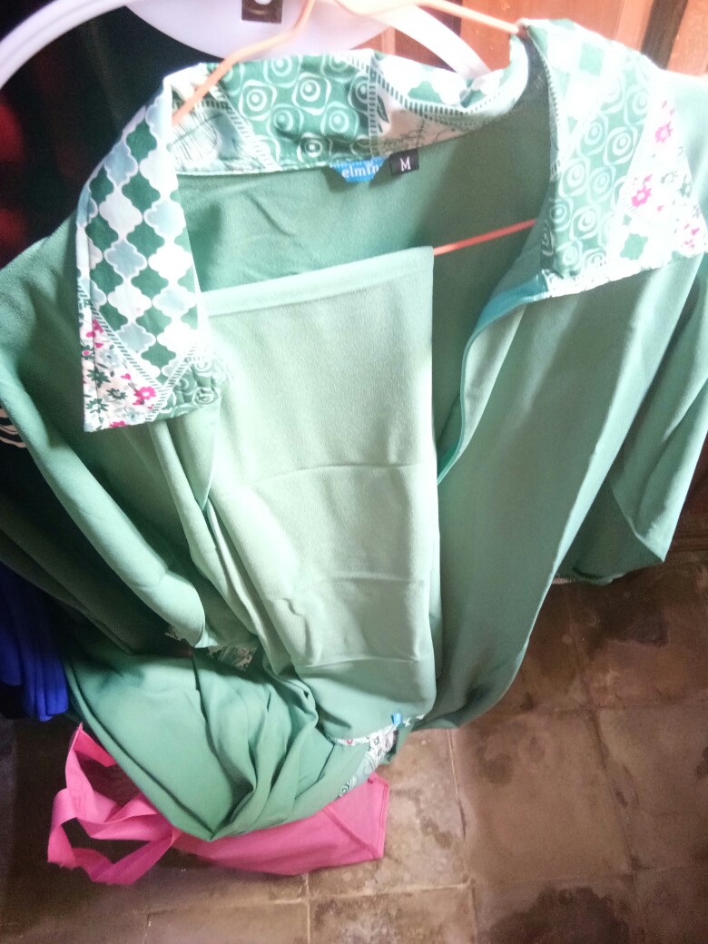 Saudah Dress Gamis Polos Kombinasi Batik