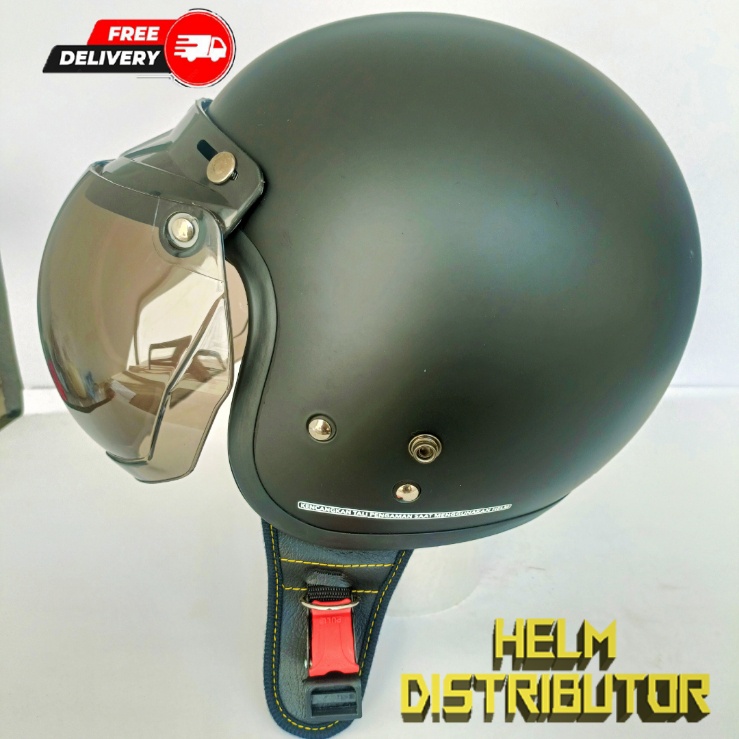 HELM BOGO RETRO KUALITAS PREMIUM KACA CEMBUNG FULL LEHER SNI DEWASA PRIA WANITA (COD)