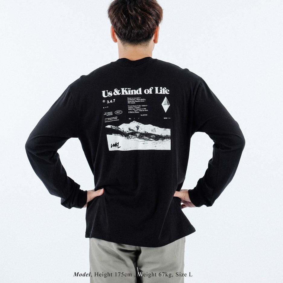 Tren Kekinian.. UNKL347 Kaos Longslevees Katun Kaos Lengan Panjang Motif Hitam ALSS