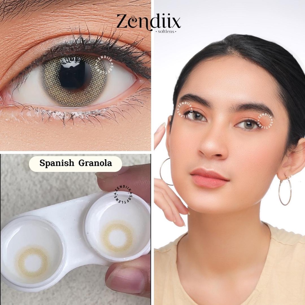 Softlens SPANISH Warna GRANOLA BROWN 14.4mm Normal Minus