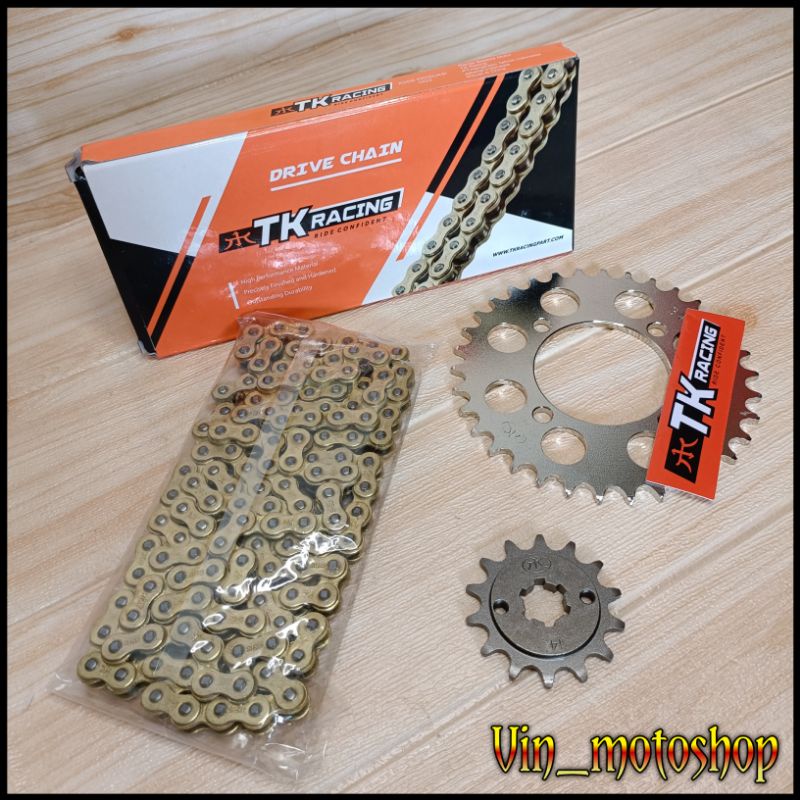 gear set TK racing 415 RX king Jupiter Z MX Vega f1zr full set TK racing rantai 415HS panjang 130L