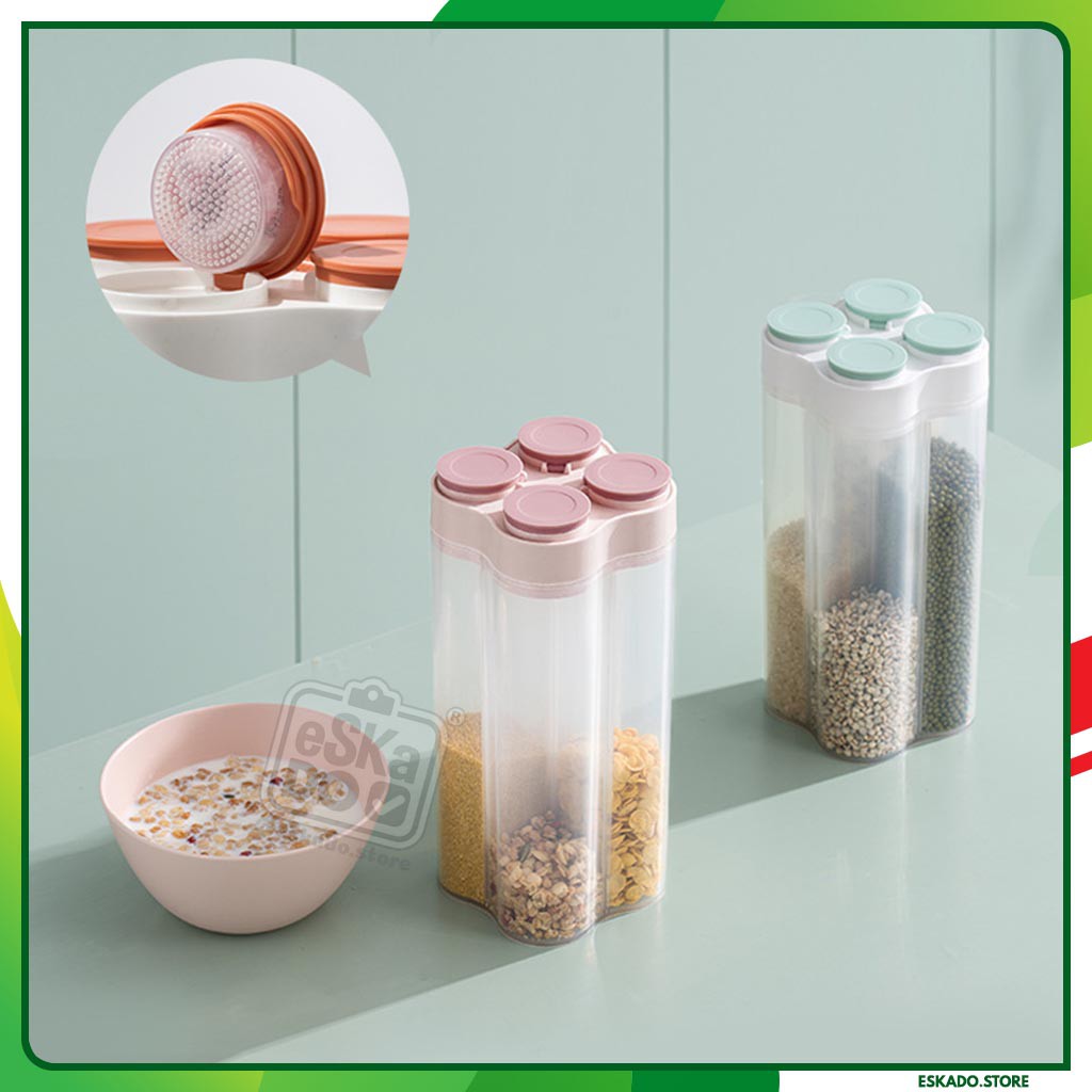 Wadah Kotak Toples Tempat Cereal Tepung Beras Detergent Makanan Kering Serbaguna Minimalis Elegan