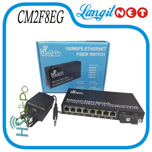 HS AIRPO CM2F8EG MEDIA CONVERTER 2 FIBER 8 ETHERNET 10/100/1000 20KM