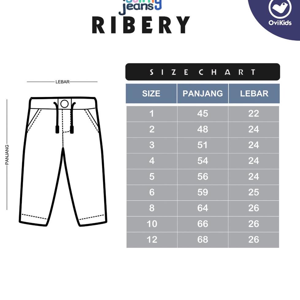 OVIKIDS RIBERY-Celana Jeans MARTY - Panjang Anak Celana Rib Laki-Laki Perempuan (2-9 Tahun)