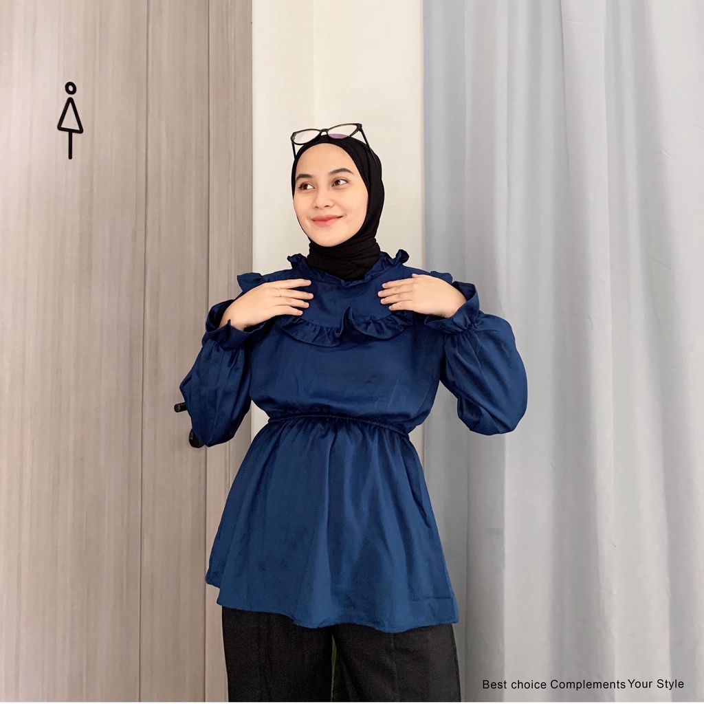 Nanir Blouse Basic Wanita Motif Polos by Mahyra