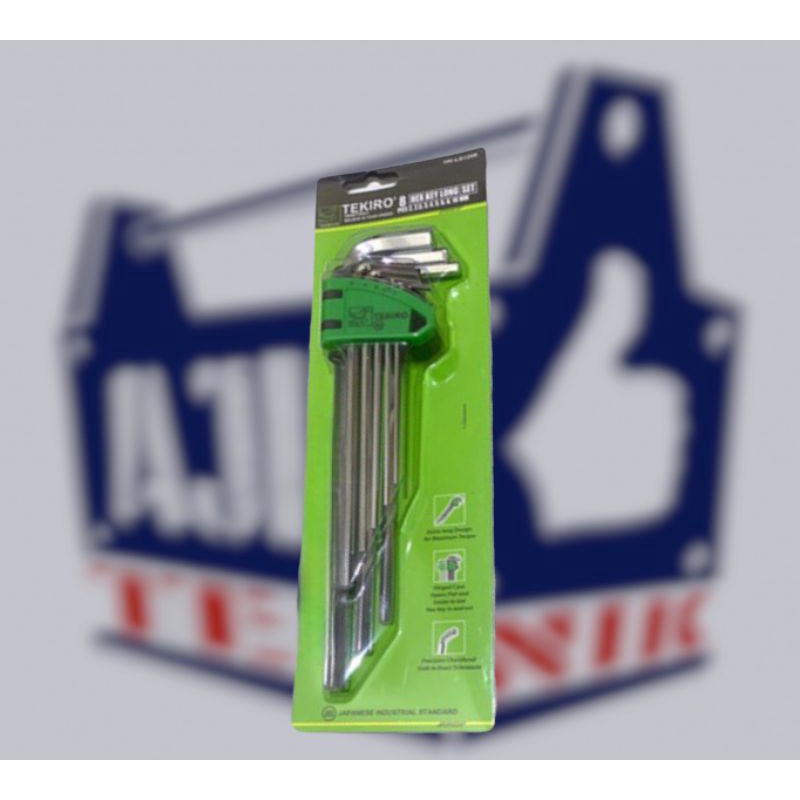 TEKIRO Kunci L Set Panjang 8 PCS ( 2 - 10 MM ) Hex Key Long Set 8 PCS asli