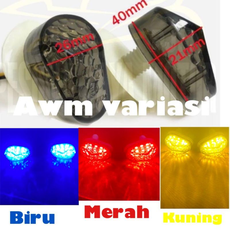 Sein Tempel LED Lampu Sen Tempel Oval D-90 Universal Buat Gsx/R15 v3/Cbr150r/Ninja Rr Mono/Ninja 250 karbu