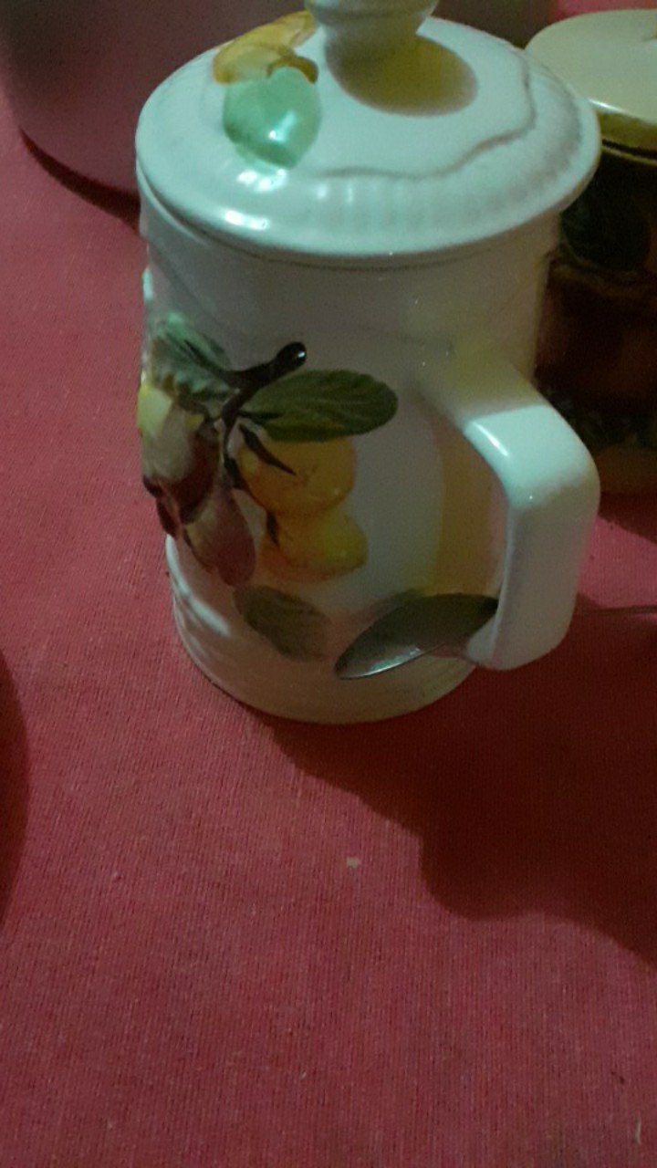 Mug Papa Mama Keramik + Tutup Motif Timbul ( 1 Pcs )