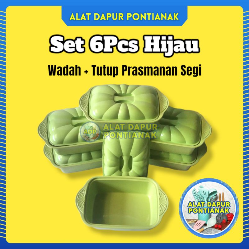 6Pcs Set Basi Prasmanan Tutup Plastik Wadah Tempat Saji Makanan Buah Sayur Lauk Pauk Nasi