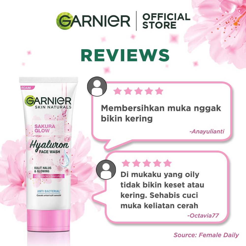 Garnier Sakura Glow Hyaluron Face Wash/Pembersih Wajah