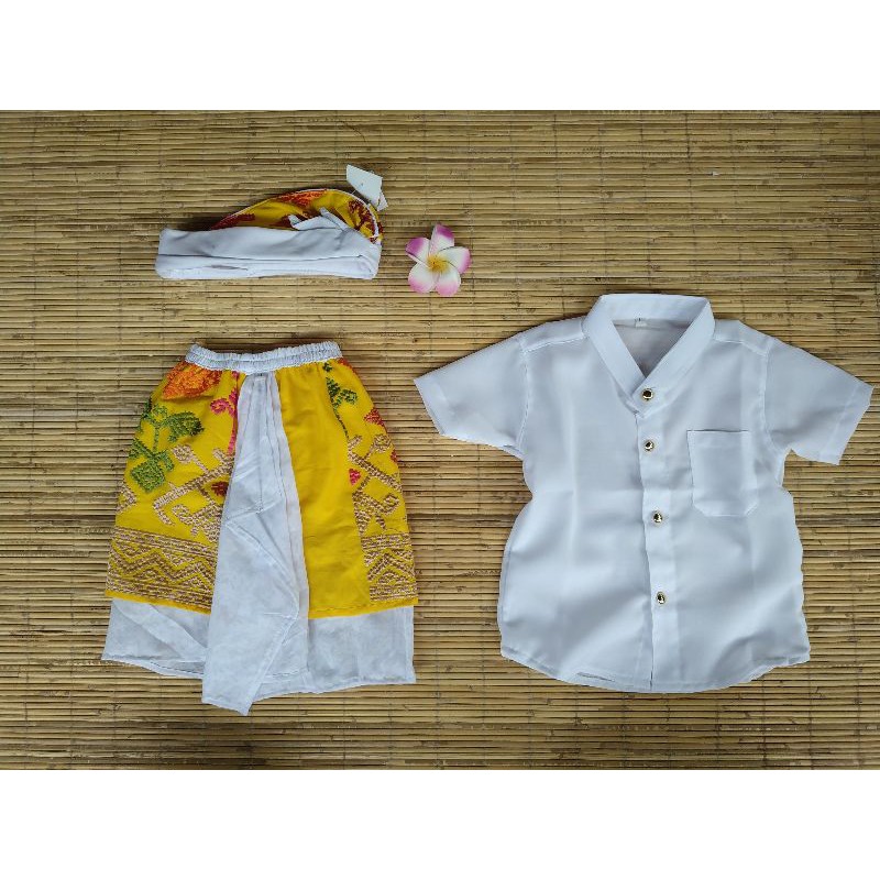 [set] 3 bulanan anak cow /saput +udeng /baju yoko /baju safari anak
