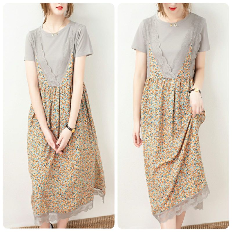 MDLV ~ 18440# Melicia Midi Dress Flower Dress Korea Import