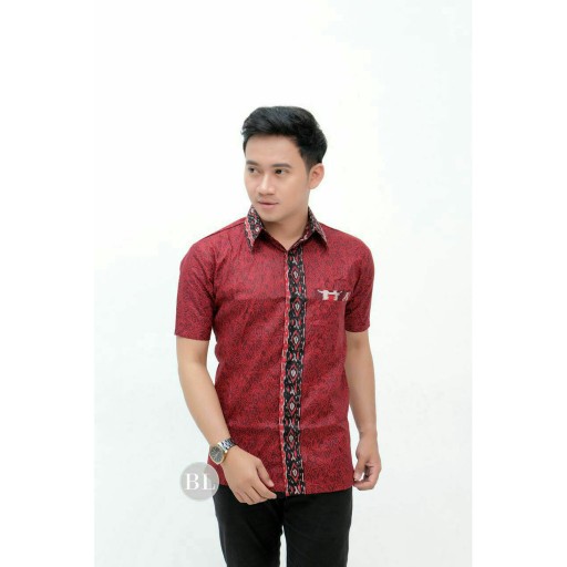 Batik Couple Keluarga Seragaman Sarimbit Batik Family Set Motif Mega Mendung Merah