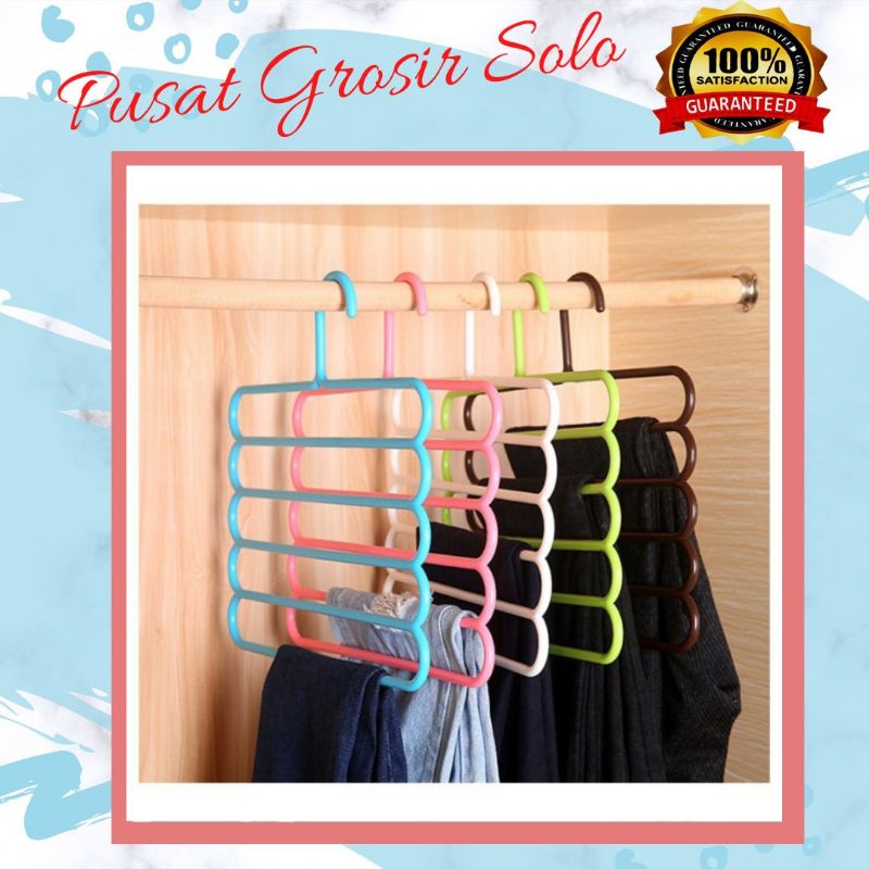 Hanger Gantungan Pakaian 5 in 1  - AC 112 - Susun Tingkat 5  Multifungsi untuk Baju Handuk Jemuran s
