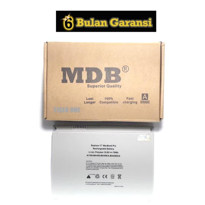 MDB Baterai Laptop Apple MacBook Pro 17", A1189, MA458 - Silver