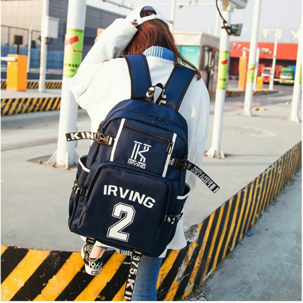 Tas Ransel Wanita Korean Kpop  Backpack Stylish Kanvas Tas Ransel Sekolah Hitan Dan Naviblue