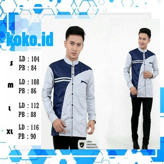  Baju  Koko  Pria  Dewasa Lengan Panjang Biru marom collection 