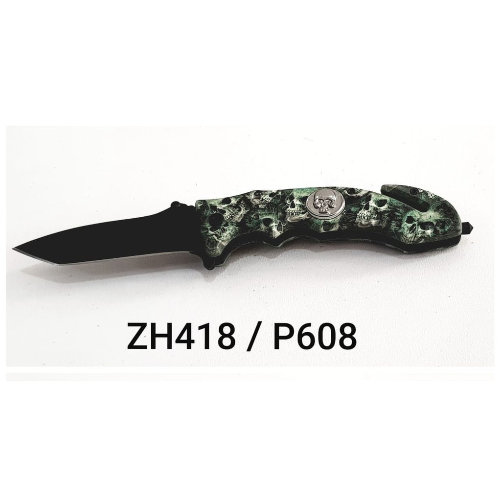 New Trend! PISAU LIPAT CK ZH418 P608 FOLDING KNIFE SKULL SURVIVAL OUTDOOR