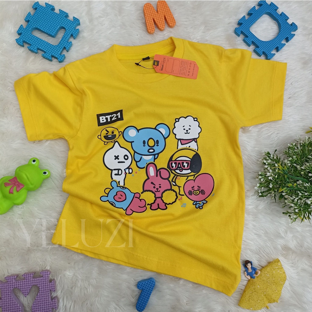 Kaos Oblong Baju Atasan Anak Karakter Kuning Yeluzi