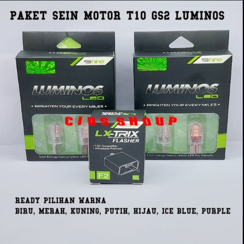 PAKET T10 LED SEIN MOTOR T10 GS2 6 TITIK NINE + FLASHER LED SETELAN UNTUK LAMPU SEIN MOTOR