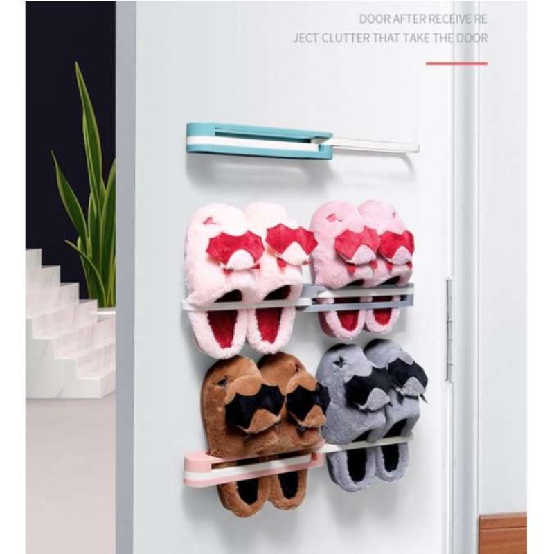 Rak Sendal Minimalis Gantungan Tempat Sendal 3 in 1 tempel dinding  Rotary Slipper Rack penyimpanan sandal sepatu tanpa paku