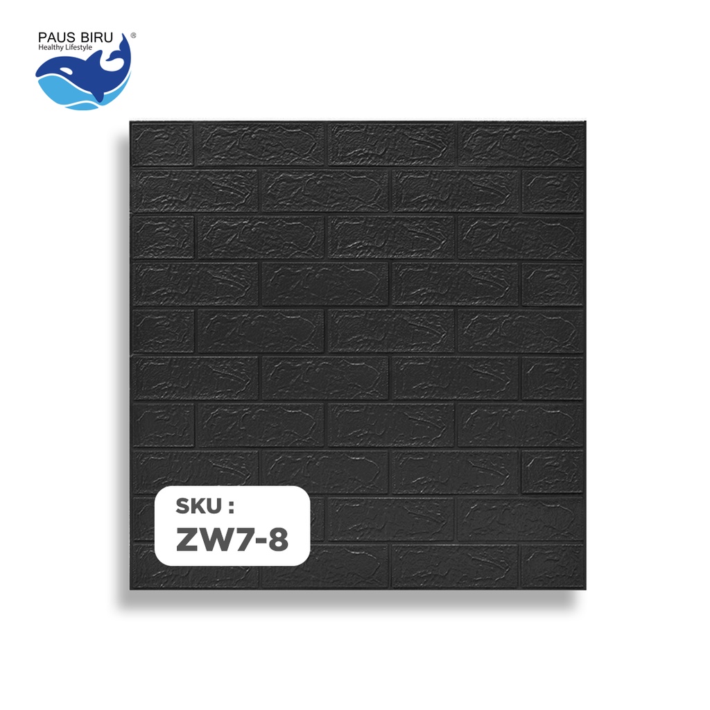 Paus Biru - Wallpaper Dinding FOAM Timbul 3D Bata CLASSIC BRICK 70 x 77 cm-W78 PROMO HITAM 3MM