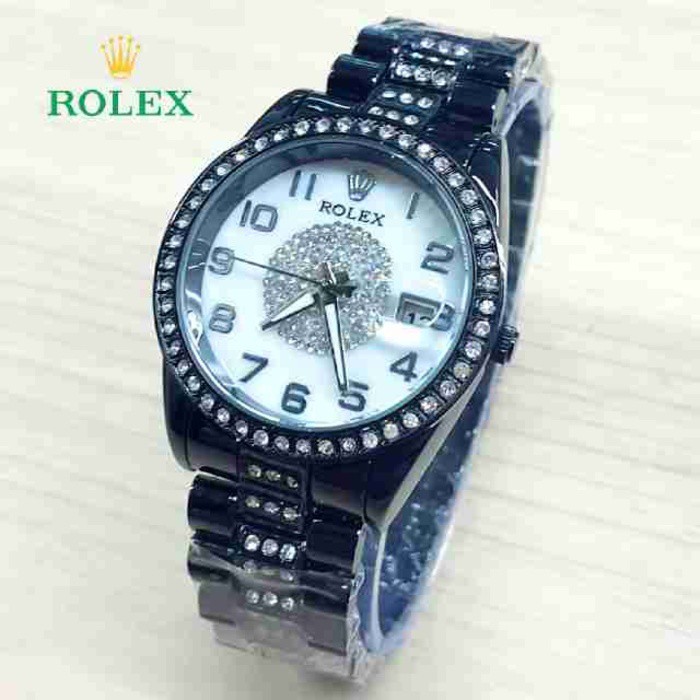 HOT TERLARIS Jam Tangan Wanita / Cewek Rolex Angka Date Hitam