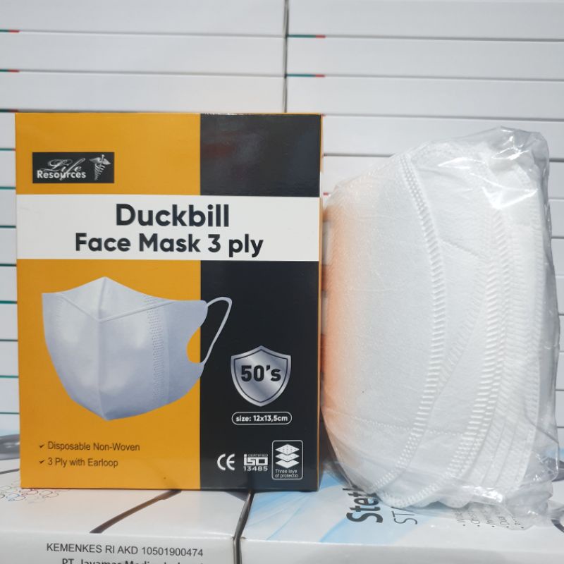 Masker Duckbill 3 Ply isi 50 Pcs Life Resources Mirip Masker Duckbill Sensi