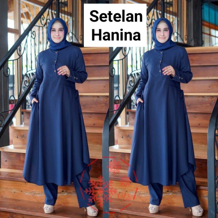 HANINA - SETELAN TUNIK CELANA BUSUI WANITA ONE SET JUMBO REMAJA DEWASA PAKAIAN WANITA FASHION / BAJU