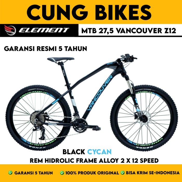 Sepeda Gunung 27.5 inch MTB ELEMENT POLICE VANCOUVER Z12 2 x 12 speed rem Hidroulic