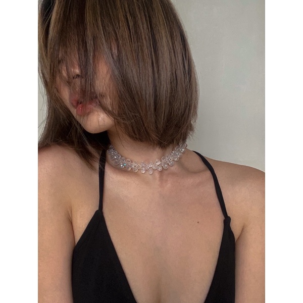 Kalung crystal | Choker Necklace | Emerald Choker | Pearl Necklace | Geometri | Lasttouch.id